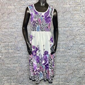 Metropolitan Smock Dress Cottage Core Floral Size Small 100% Cotton Lightweight